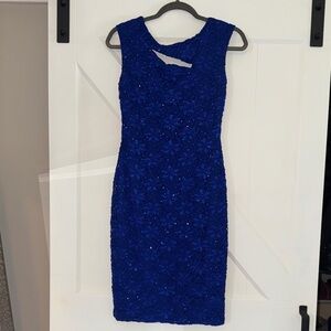 Roz & Ali Royal Blue Textured Midi Dress